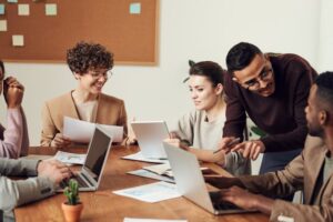 Team members meeting to boost efficiency in the business