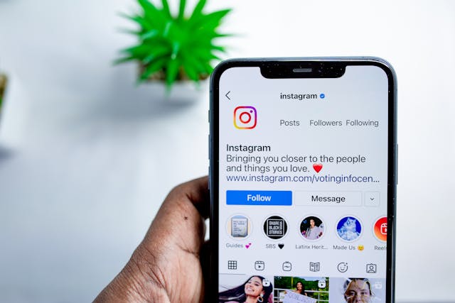 Repurposing content on Instagram close up of smartphone page